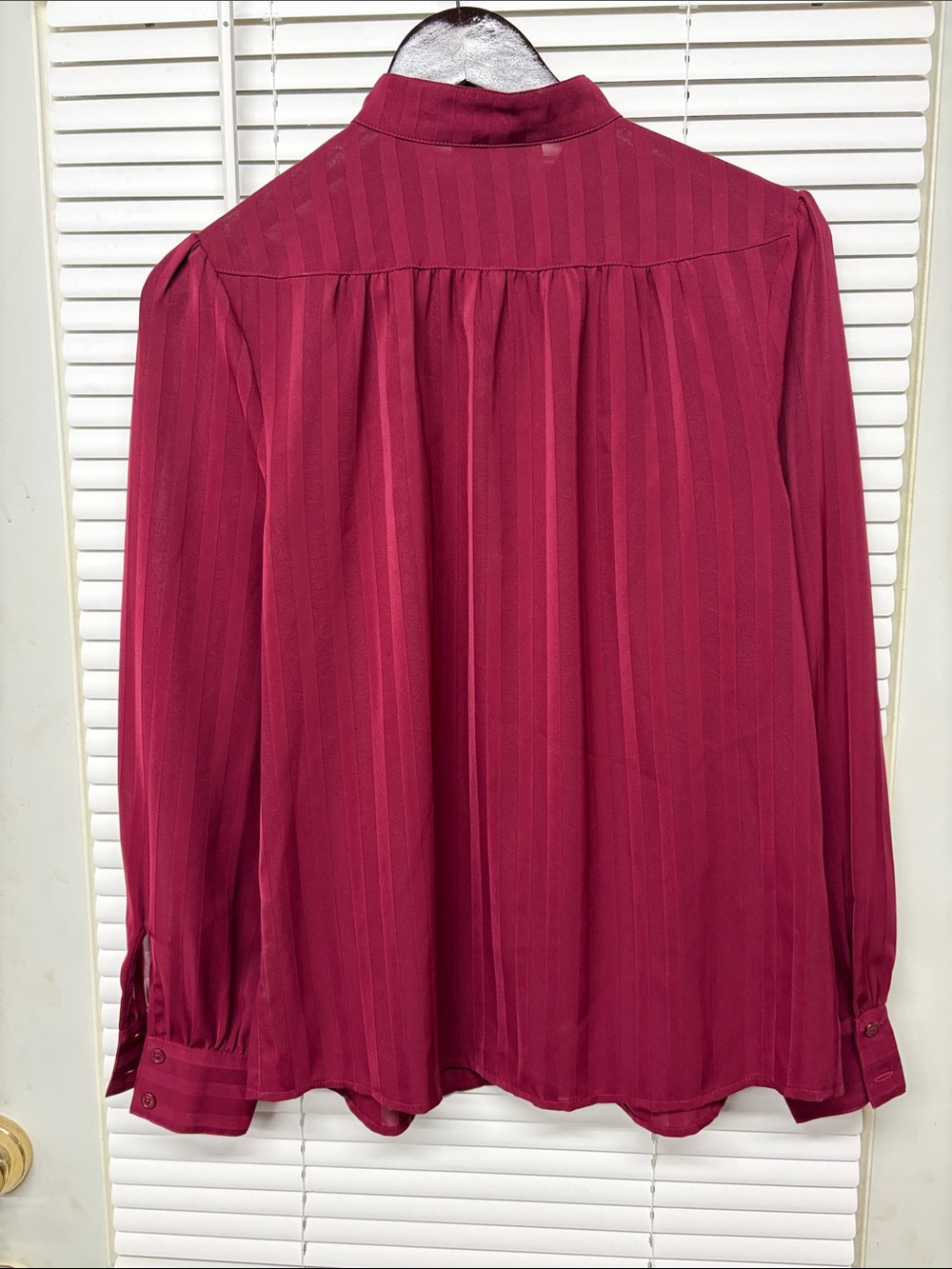 Modcloth Burgundy Pintuck Button-Up Blouse - Picture 2 of 3